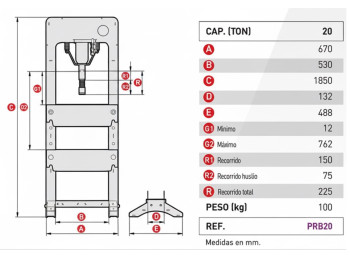 PRENSA DE PIE HIDRAULICA
PRB-20G - 20 TN